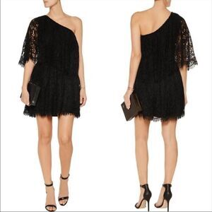 Alexis Maji One Shoulder Lace Mini Dress Black XS